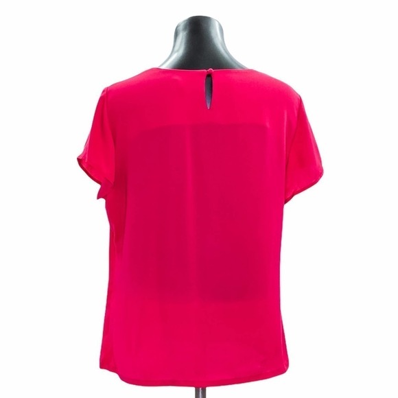 YOUR Sixth Sense Hot Pink Pleated Short Sleeve Top - Picture 2 of 10